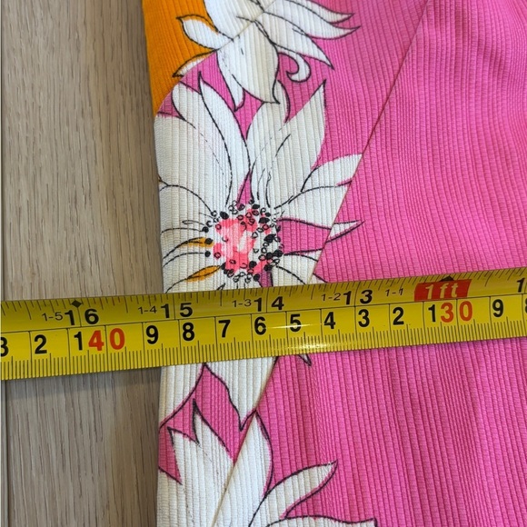 Vintage Hawaiian Homemade Barkcloth Floral Pink Orange Maxi Sheath Column Dress - Picture 7 of 13